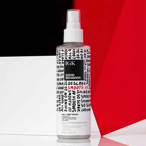 IGK GOOD BEHAVIOR 4-in-1 Prep Spray | Leave In + Detangle + Heat Protectant | Vegan + Cruelty Free | 7 Oz (Pack of 2)