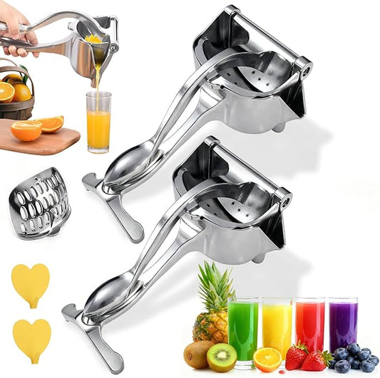 Hand Juicer Squeezer- Hydrogen Alloy Juicer, Efficient Manual Fruit Press Juicer with Ergonomic Grip, Aluminum Alloy Citrus Press for Orange Pomegranates Apple Lemon Lime, Easy to Clean (2PCS)