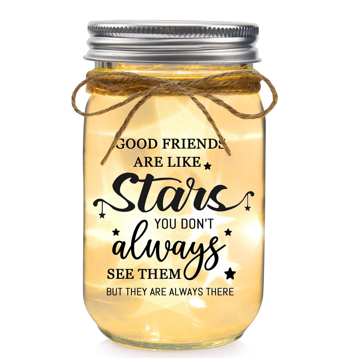 COZITED Friendship Gifts for Women - Good Friends are Like Stars Mason Jar Night Light, Unique Best Friend Birthday Gifts for Women Friends Christmas Valentine's Mother's Day Long Distance Gift