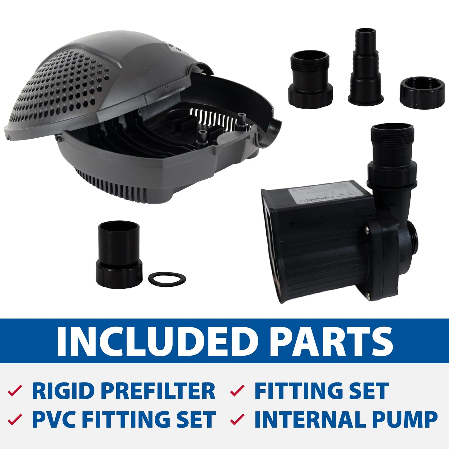 The Pond Guy SolidFlo G2 Submersible Pump for Small Ponds, Water Gardens & Waterfalls, Quiet, Durable, and Efficient Flow, Easy DIY Setup, 1250 GPH