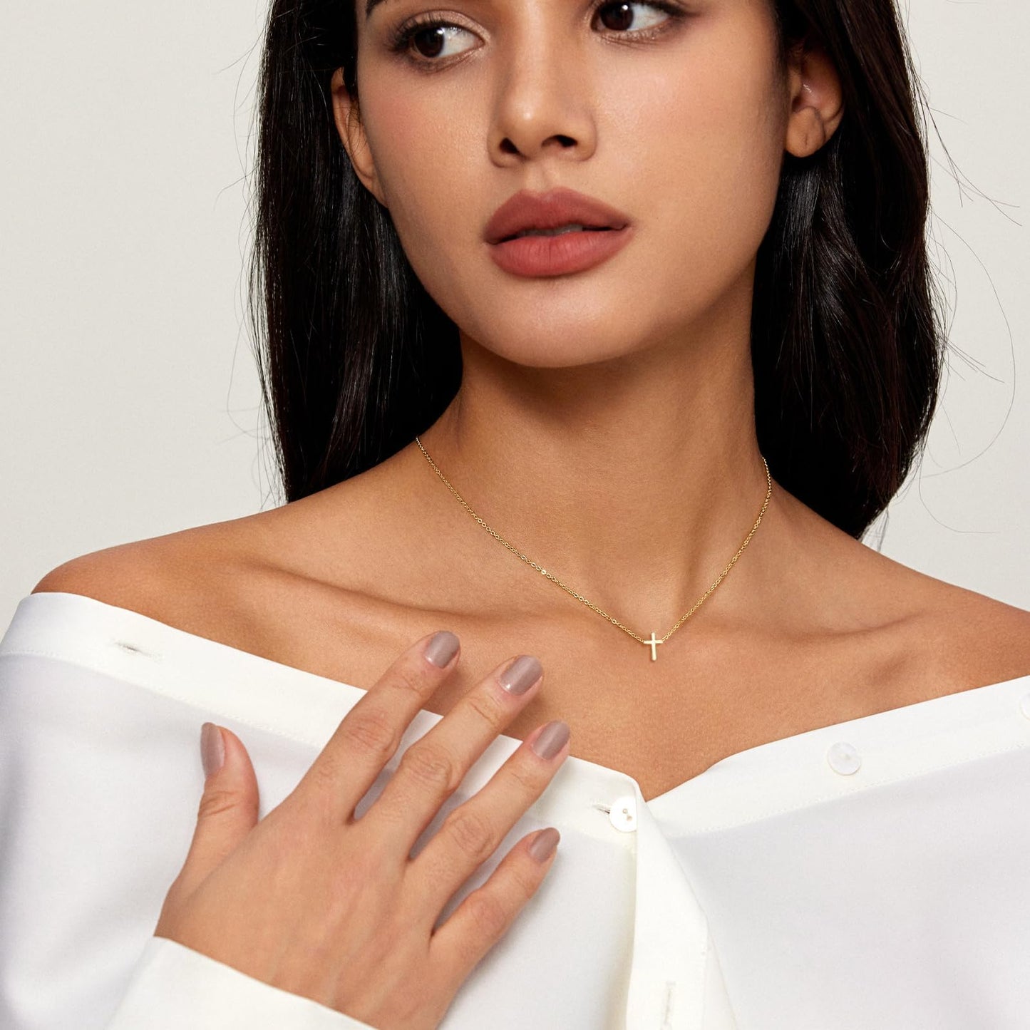 HAXIYA Cross Necklace for Women Dainty Gold Plated Small Cross Pendant Necklaces Simple Gold Cross Choker Trendy Cute Cross Pendant Chain Faith for Women Jewelry Gift