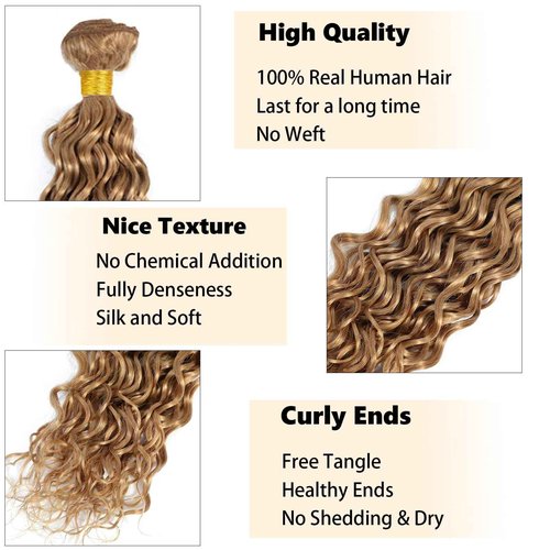Habiliana Bundles Human Hair 26 28 30 Inch Water Wave Brown 27 Human Hair Bundles 11A Unprocessed Brazilian Virgin Quick Weave Hair Extensions for Black Women
