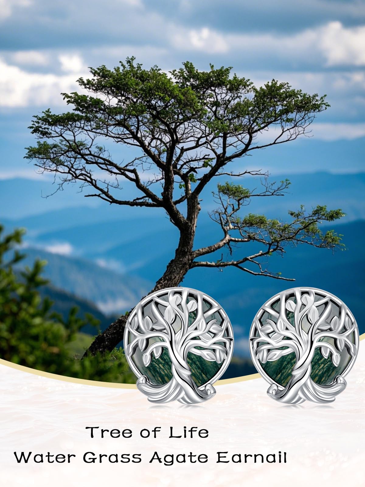 WINNICACA Tree of Life Stud Earrings Sterling Silver Moss Agate Stud Earrings Tree Jewelry Gifts for Women Mom Birthday Mothers Day Gifts for Grandma Wife Her