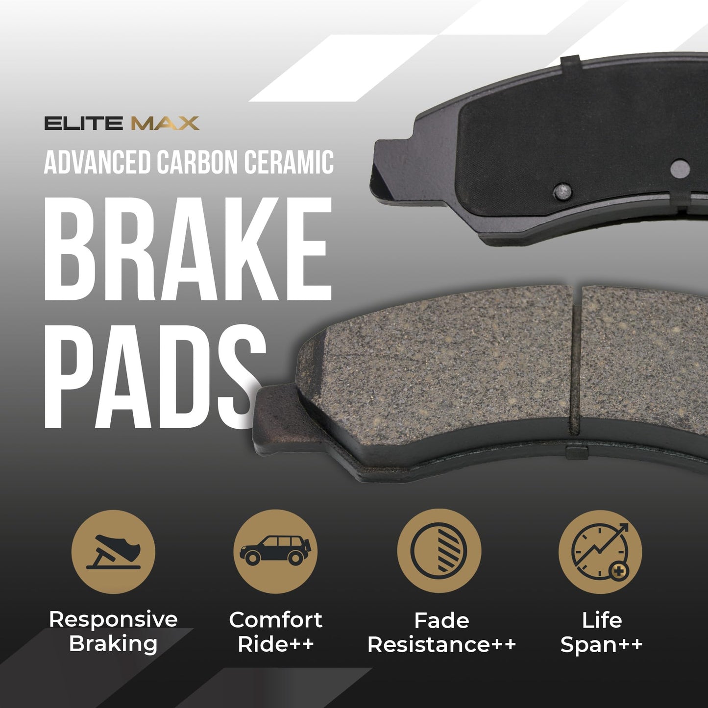 MAX Advanced Brakes - Front Brake Kit For 2013-2021 Honda Civic, 2003-2017 Honda Accord| Carbon Ceramic Brake and Rotor Kit| Daily Driving Geomet Coated OE Brake Rotors