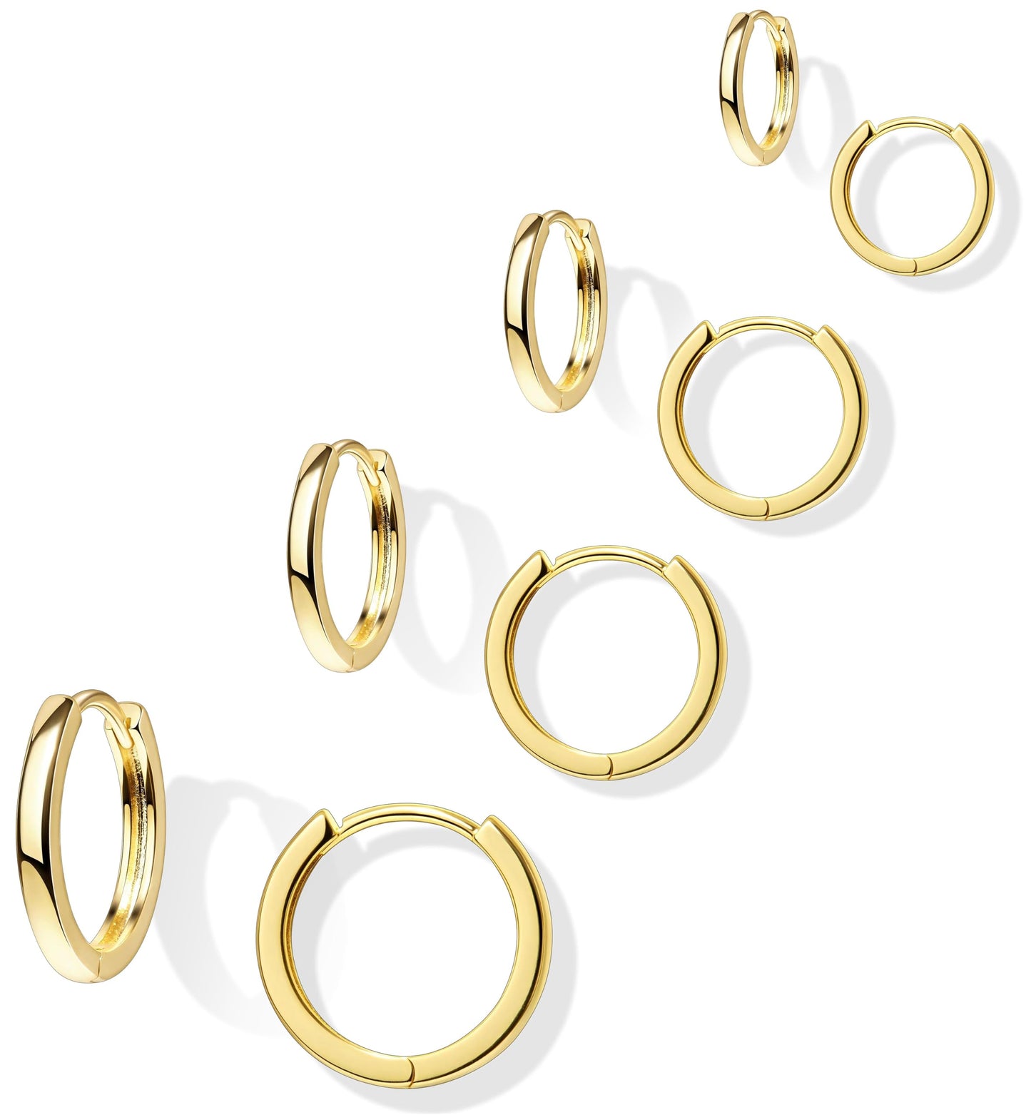 Gold Earrings Set for Women Men Trendy Simple Thin Small Cute Huggie Hoop Earring Stacks Hypollagenic Cartilage Earrings for Multiple Piercing Lightweight Mini Dainty Clip On Jewelry Gifts