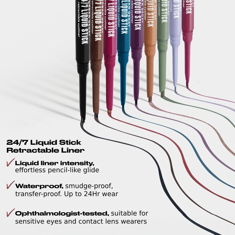Urban Decay 24/7 Liquid Stick Waterproof Eyeliner - Smudge-Proof, Transfer-Proof, Up to 24HR Wear, Dual-Ended Retractable Gel Liner with Blending Eye Brush - Solar Flick (duochrome copper brown)