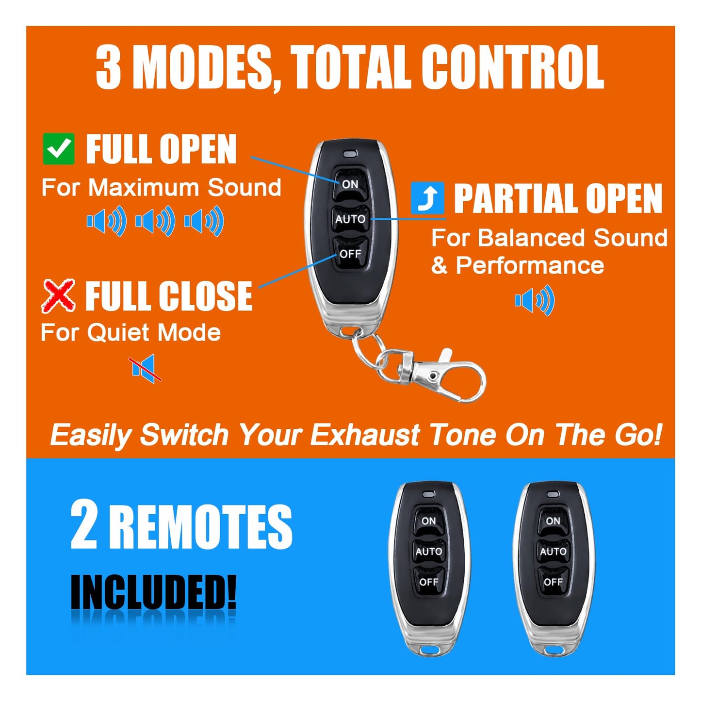 2.5 Inch Valved Muffler Electric Exhaust Cutout with Muffler Cat Back Exhaust System Kit (2pcs)
