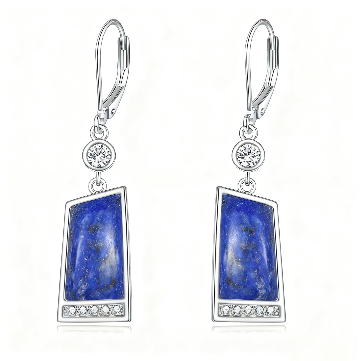 Lapis Lazuli Earrings Sterling Silver Lapis Lazuli Drop Earrings Geometry Leverback Dangle Earrings Jewelry Christmas Gifts for Women