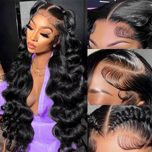 URUNIK HD Transparent Body Wave Lace Front Wigs Human Hair Pre Plucked Pre Cut 22 Inch Glueless Body Wave Human Hair Wig 250 Density 13x4 Lace Frontal Wigs For Black Women