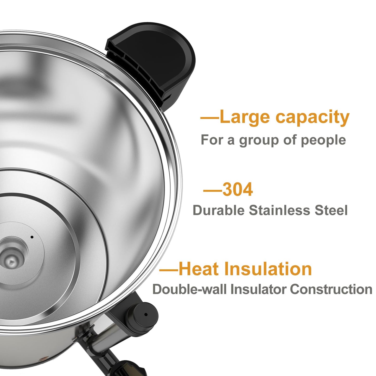Perossia 6L Coffee Urn, Hot Beverage Dispenser, Hot Water Urn, Commercial Grade Double Wall Stainless Steel, Electric Coffee Percolator, Large Coffee Maker for Party, Home, Catering, 38-Cup,Gold Color