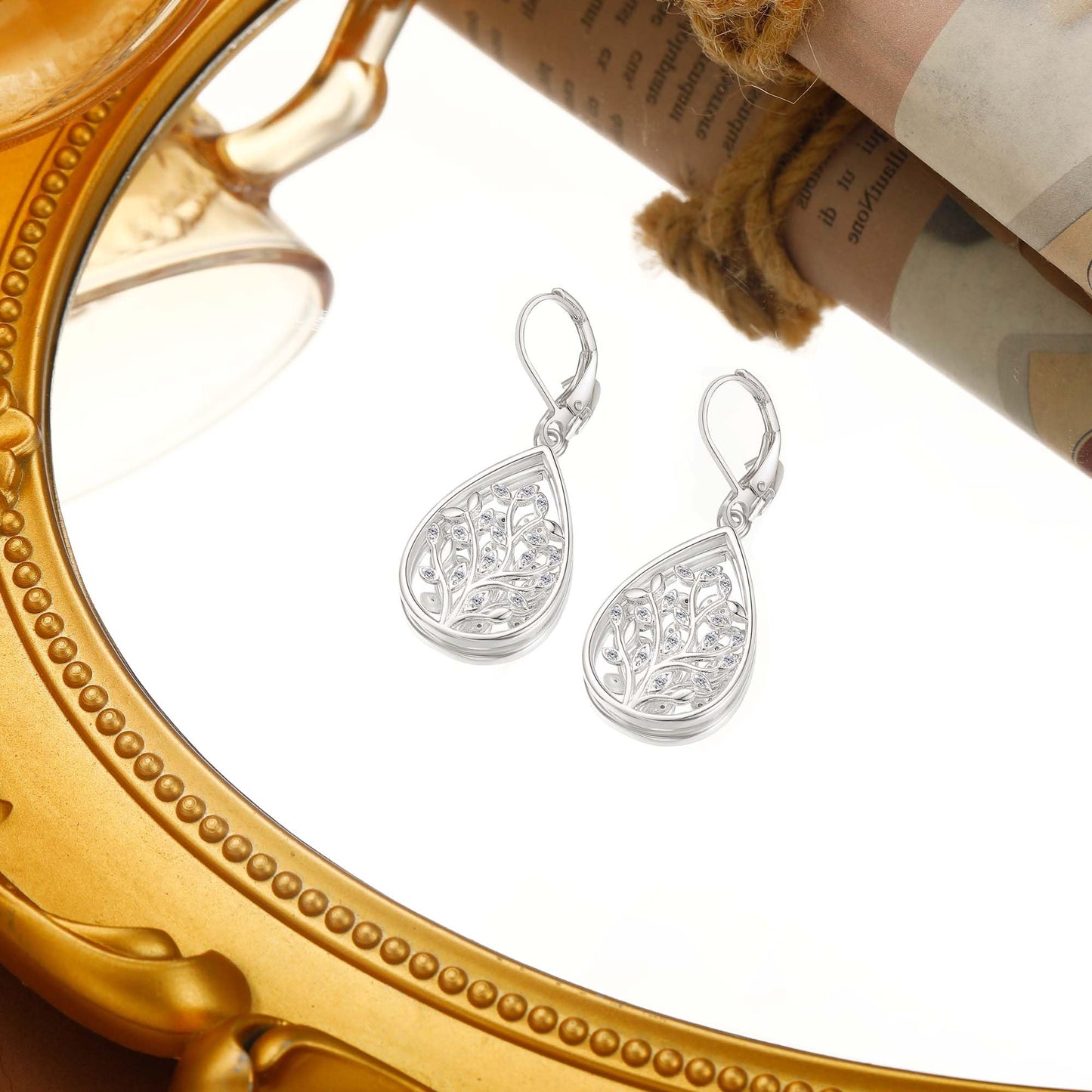 Sterlings Silver Teardrop Earrings for Women Silver Dangle Hypoallergenic Leverback Filigreee Silver Drop Earring Dangle for Sesitive earrs(Filigree-C-S)