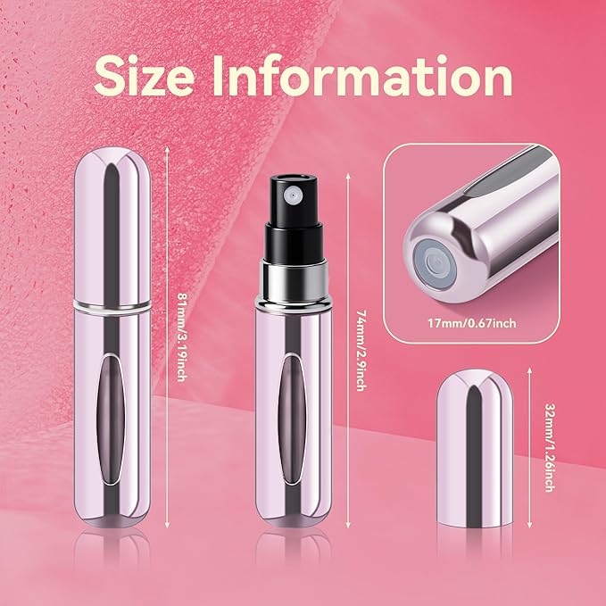 Refillable Perfume Portable Atomizer Bottle Refillable Perfume Spray, Travel Perfume (5ml, 4 Pack) (Green，Pink，Gold，Royal Blue)