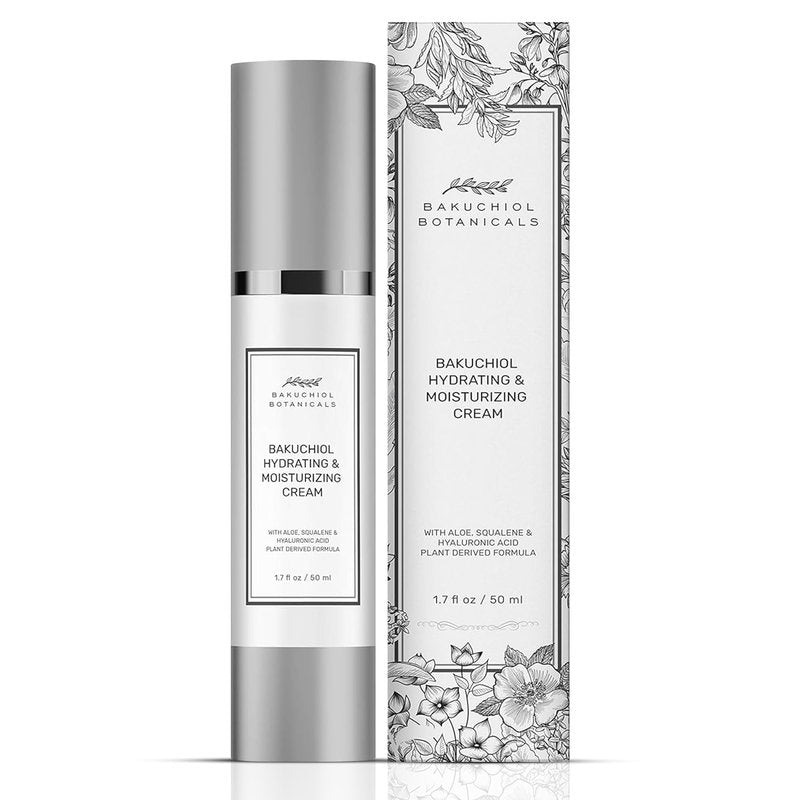 Bakuchiol Moisturizer Cream 1.7 Oz - Retinol Alternative - All Natural Plant Derived Ingredients - Bakuchiol and Squalane, Aloe, Hyaluronic Acid, Squalane, Vitamin E, B5