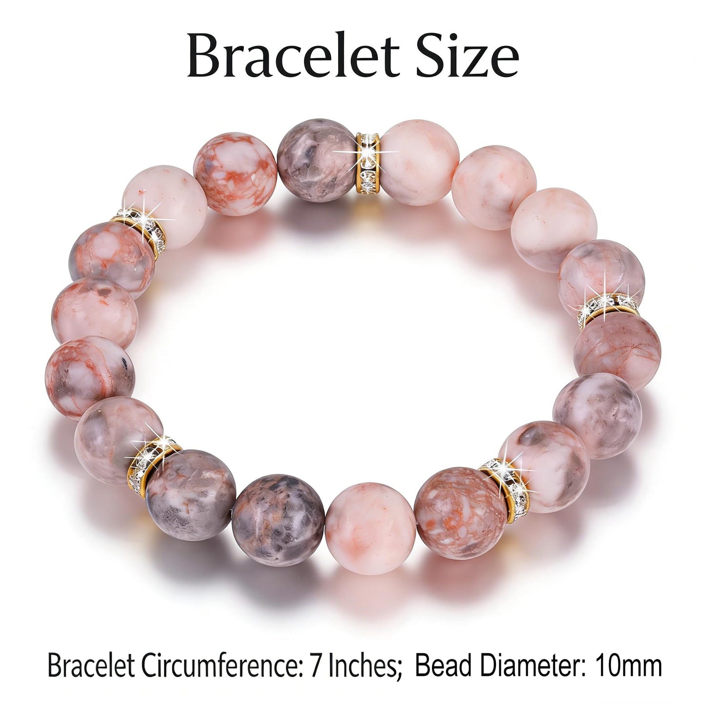 Healing Beaded Bracelet for Women - Rose Quartz & Chakra Crystal Anxiety Stress Relief Bead Bracelets, Calming Stretchy Yoga Meditation Daily Wear Healing Stones Bracelet, Stress Relief Gift for Her