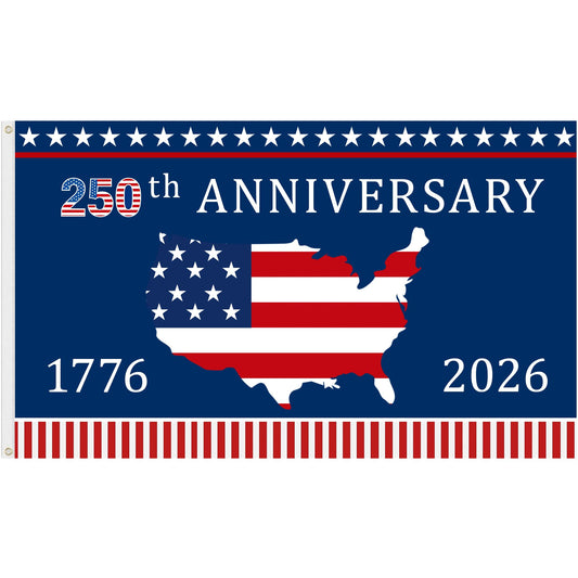 250 Year American Anniversary Flag, 3x5 Ft Double Sided American Flag, 1776-2026 250 Years Outdoor Anniversary Banner Decorations with 2 Brass Grommets (A3)