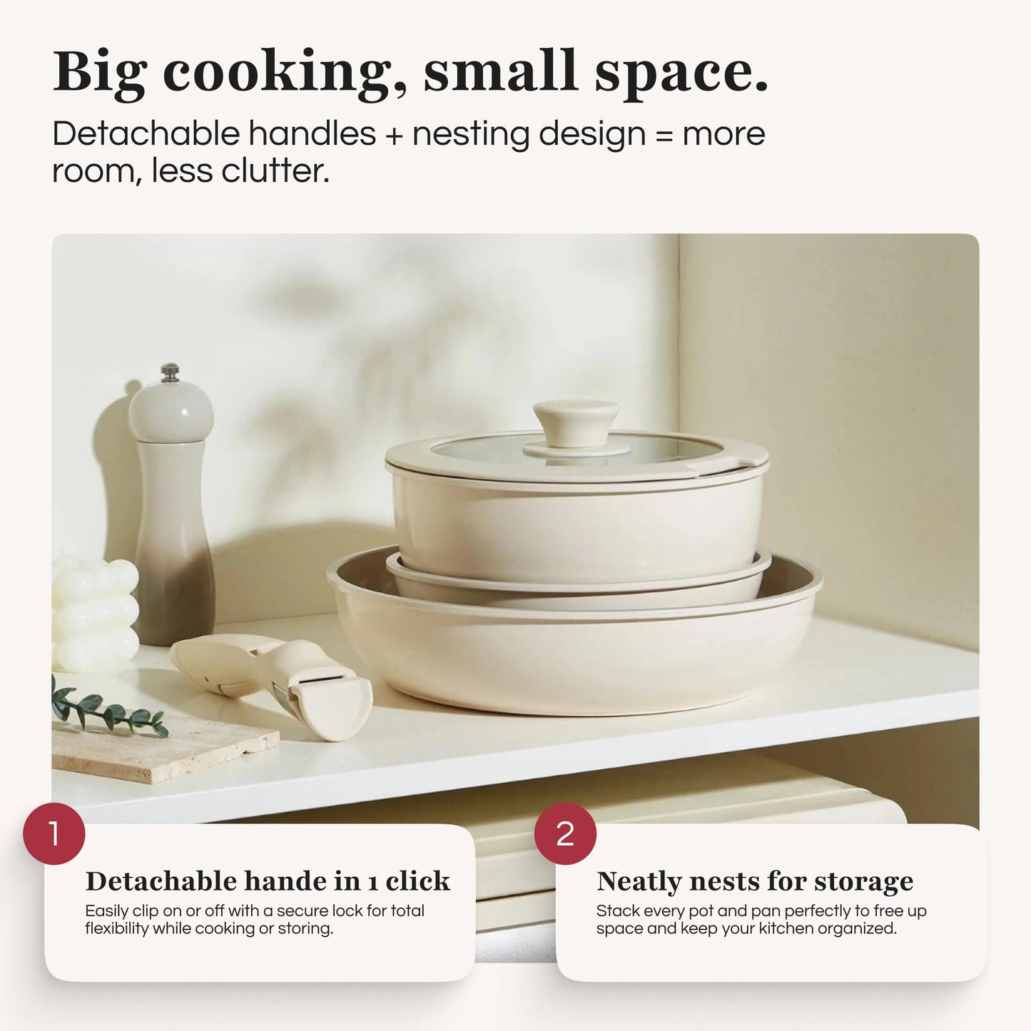 GOURMETIFIC® Stainless Steel Cookware Set [11 PIECES] - Non Toxic Kitchenware - Induction, Gas & Oven Cooking Ware - Pot & Pan with Removable Handles - Stackable Pots & Pans - Dishwasher Safe