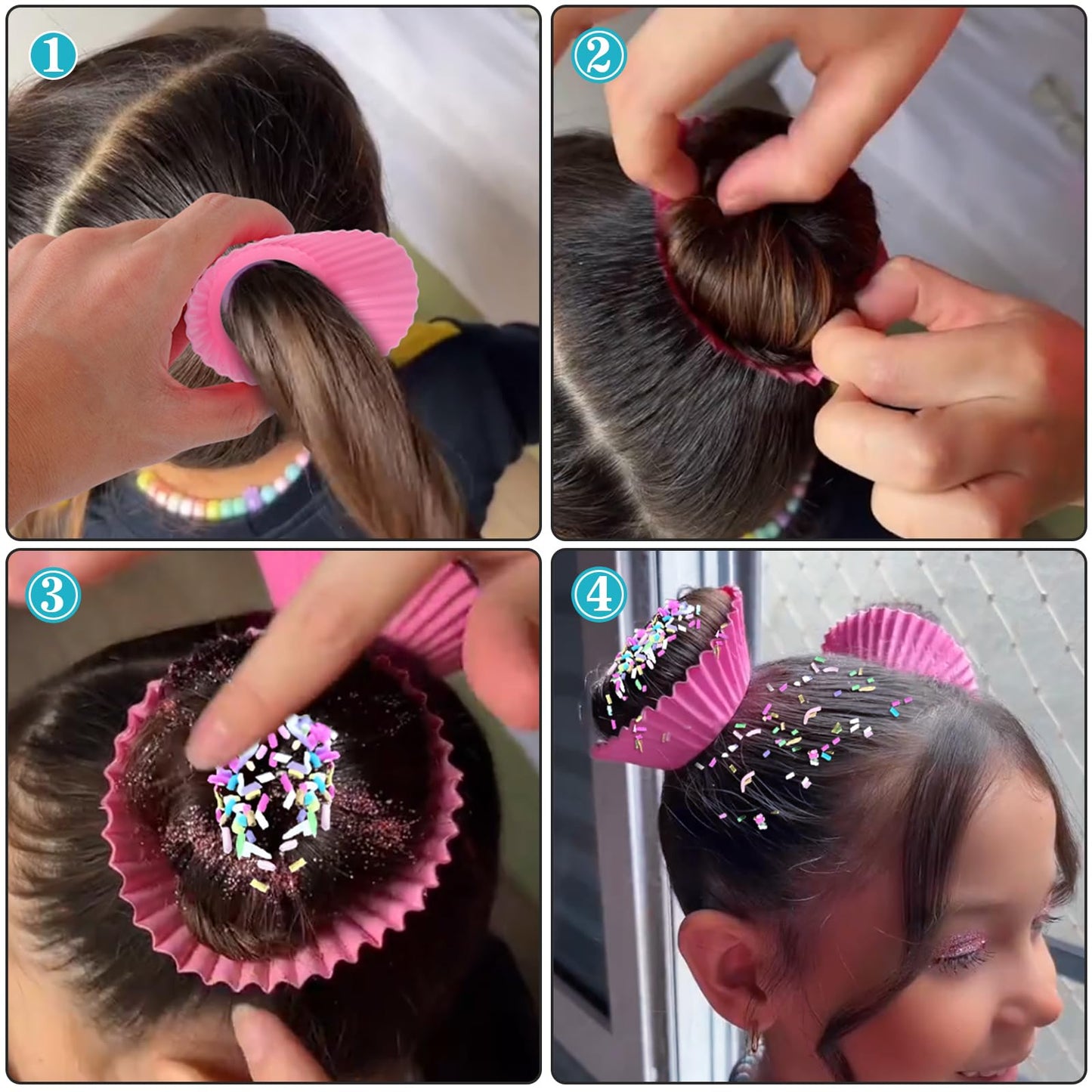XANGNIER Hair Accessories Kits for Girls,Women,Kids,12 Pcs Cupcake Liners Hair Accessories Decorations for Crazy Day with 12 Clips and Silicone Decorative Granules