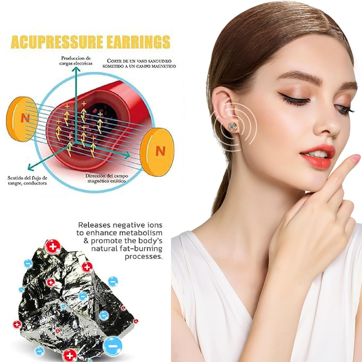 Lymphvity Therapy Earrings for Women, Lymphatic Halolux Lymphvity Germanium Earrings Acupuncture Lymph Detox Earring Drainage Jewelry 18 K Gold Plated Stud Rhinestone Gift Silver Gold
