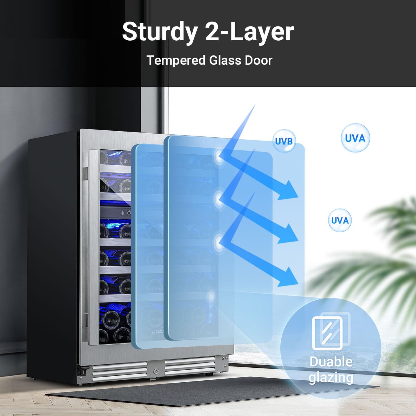 BODEGA 24 Inch Dual Zone Wine Cooler, 56 Bottle Wine Refrigerator, Built-In or Freestanding Wine Fridge, Fast & Quiet Cooling for Red, White, Sparkling Wines.