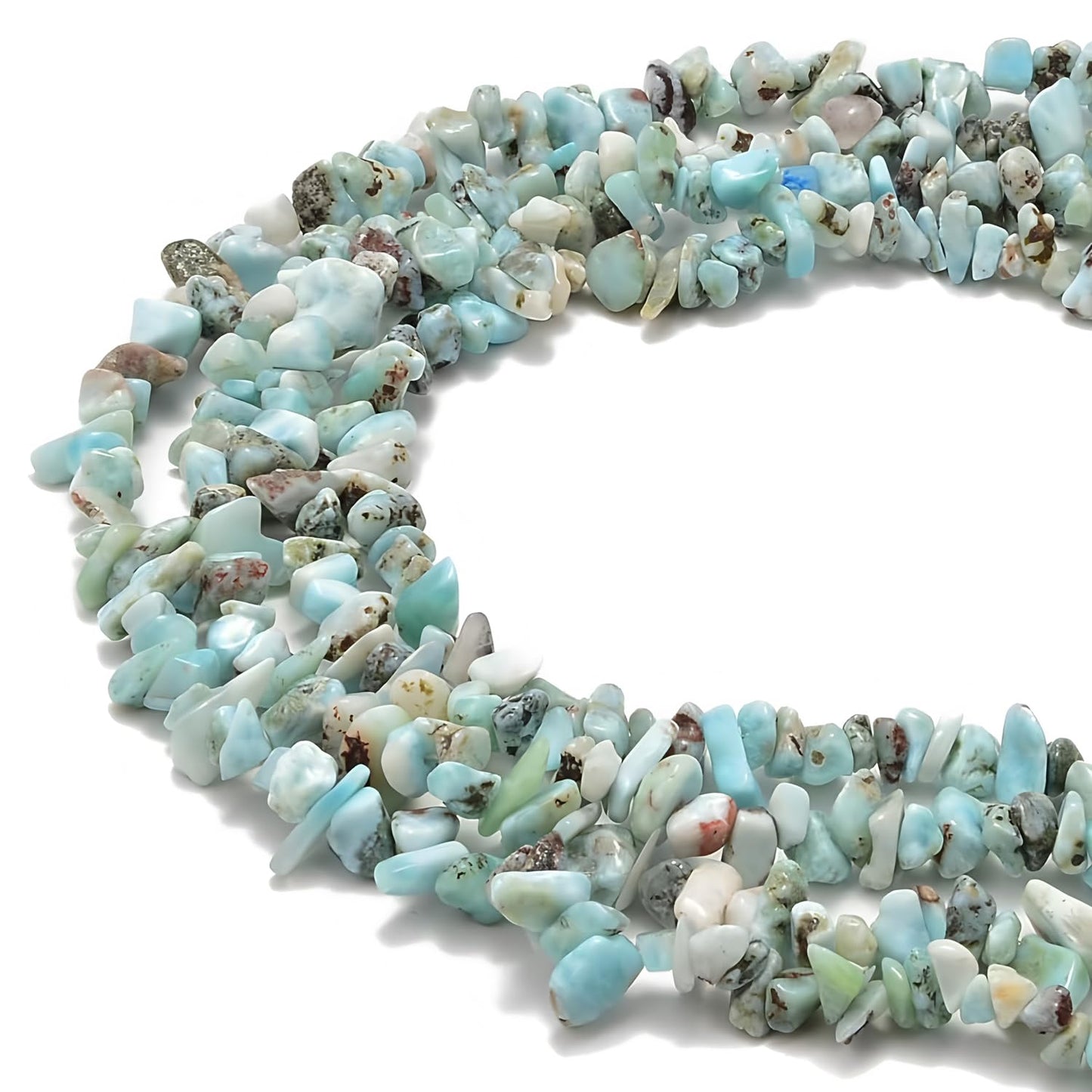 HAAMIIQII 5-8mm Natural Larimar Chips Beads Irregular Freeform Chip Loose Gemstone Beads Semi Precious Stone for Jewelry Making Strand 30 Inch
