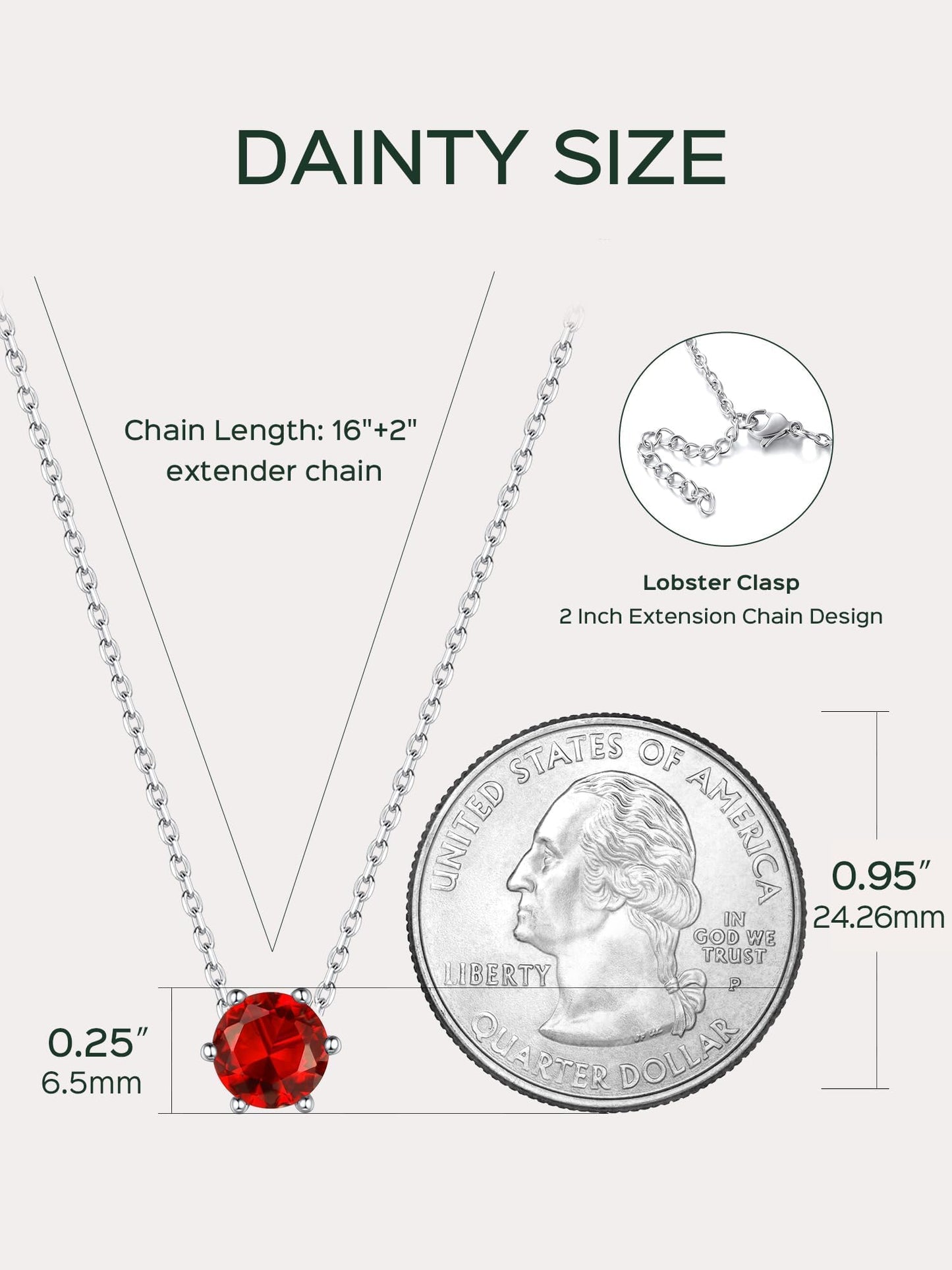 ChicSilver July Birthstone Jewelry 925 Sterling Silver Red Ruby Necklace Small Round CZ Dainty Birthstone Necklace for Women Mom Necklace for Women