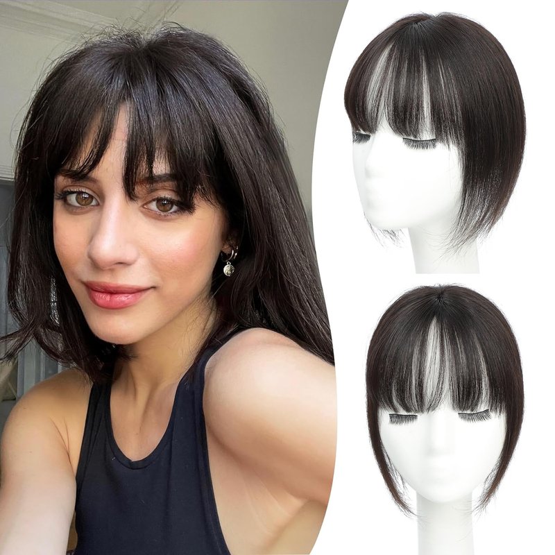 Molefi Clip in Bangs,100% Real Human Hair Clip on Bangs for Women 360 Cover Human Hair Topper with Bangs for Daily Use.