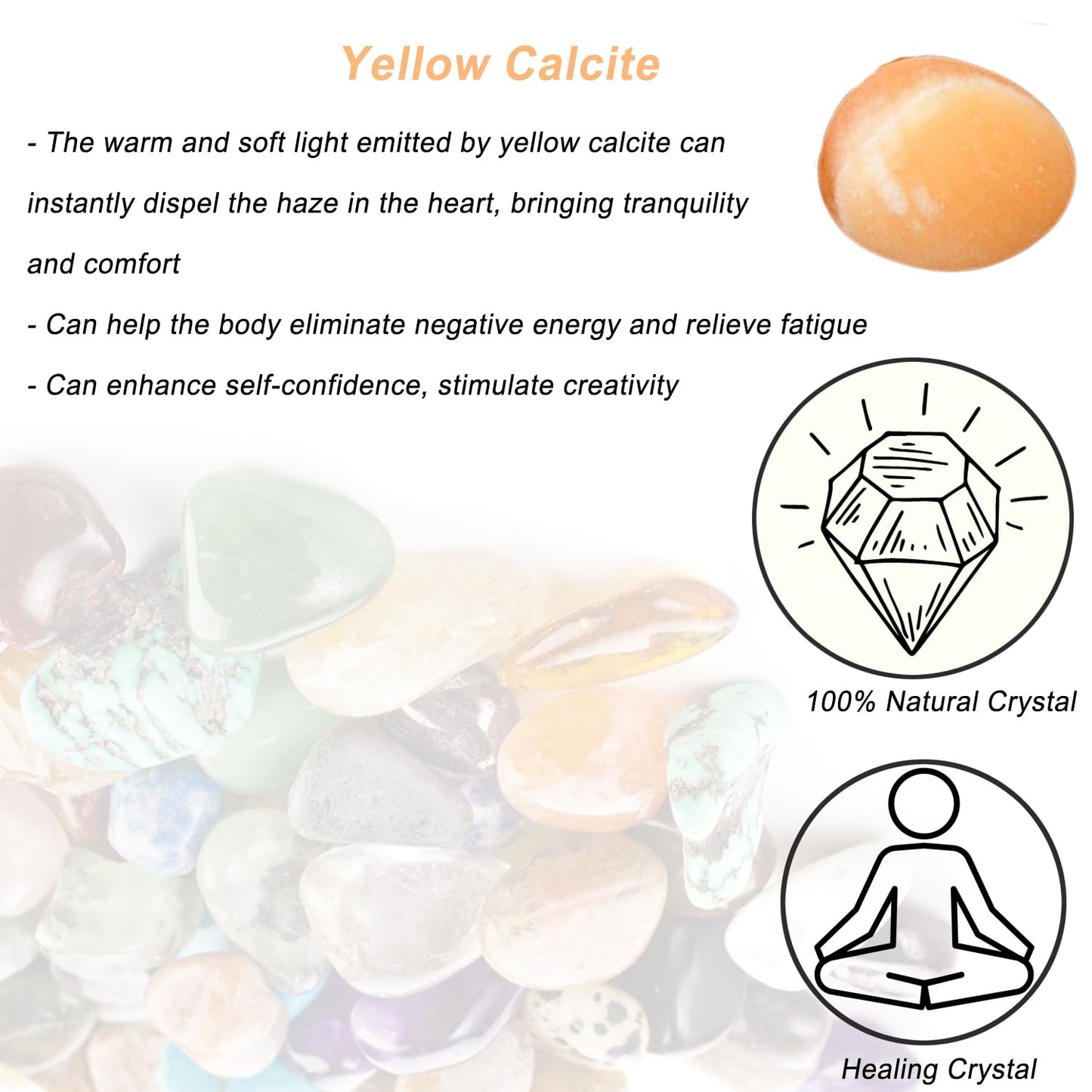 Erliway Yellow Calcite Healing Crystal Stones, 1.25-2.0" Large Reiki Healing Gemstones Natural Tumbled Polished Stones for Energy Witchcraft Therapy Meditation