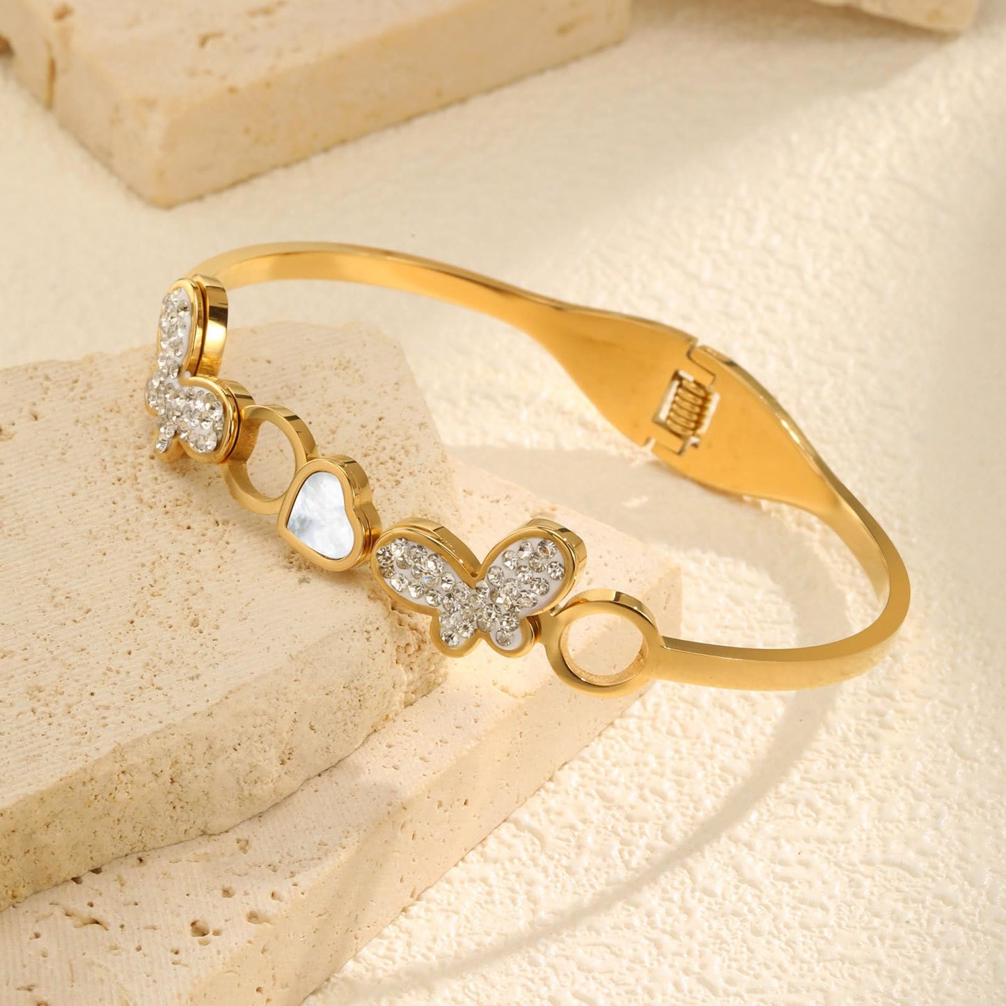 Vbvbip 18K Gold Plated 316L Stainless Steel Bracelet Collection - 12 Unique Designs + Matching Diamond-Accent Titanium Steel Petals Chain, Gift for Women
