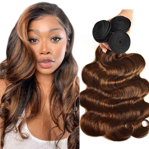 Fabimiya Human Hair Bundles 26 28 30 Inch Chocolate Brown P4/30 Body Wave Bundles Human Hair 100% Unprocessed Soft Sewn In Hair with Double Weft for Black Women