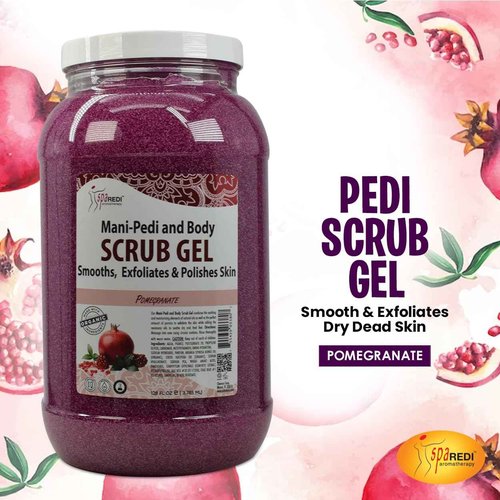SPA REDI – Pomegranate Pumice Scrub Gel, Exfoliating, Hydrating & Nourishing, Infused with Hyaluronic Acid, Amino Acids, Panthenol and Comfrey Extract for Glowy Smooth Skin - 128oz Gallon