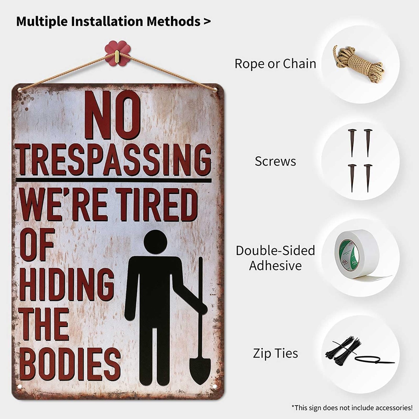 Halloween Decorations No Trespassing Sign-8x12inch Funny Metal Tin Sign We'Re Tired Of Hiding The Bodies