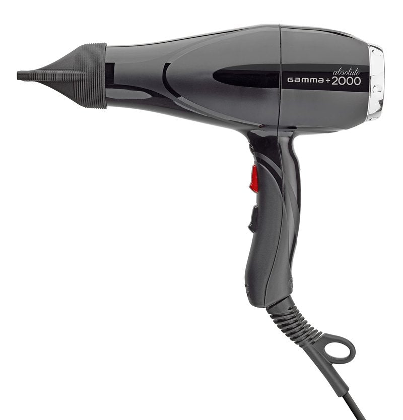 GAMMA+ Professional Absolute 2000 Hair Dryer Black, 2 Concentrator Nozzles