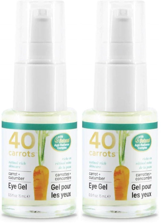 40 Carrots Carrot & Cucumber Eye Gel with Retinol for All Skin Types - Smooths Fine Lines & Reduces Wrinkles, Crow's Feet, Dark Circles, Under Eye Bags | Paraben Free (0.5 fl oz) (Pack of 2)