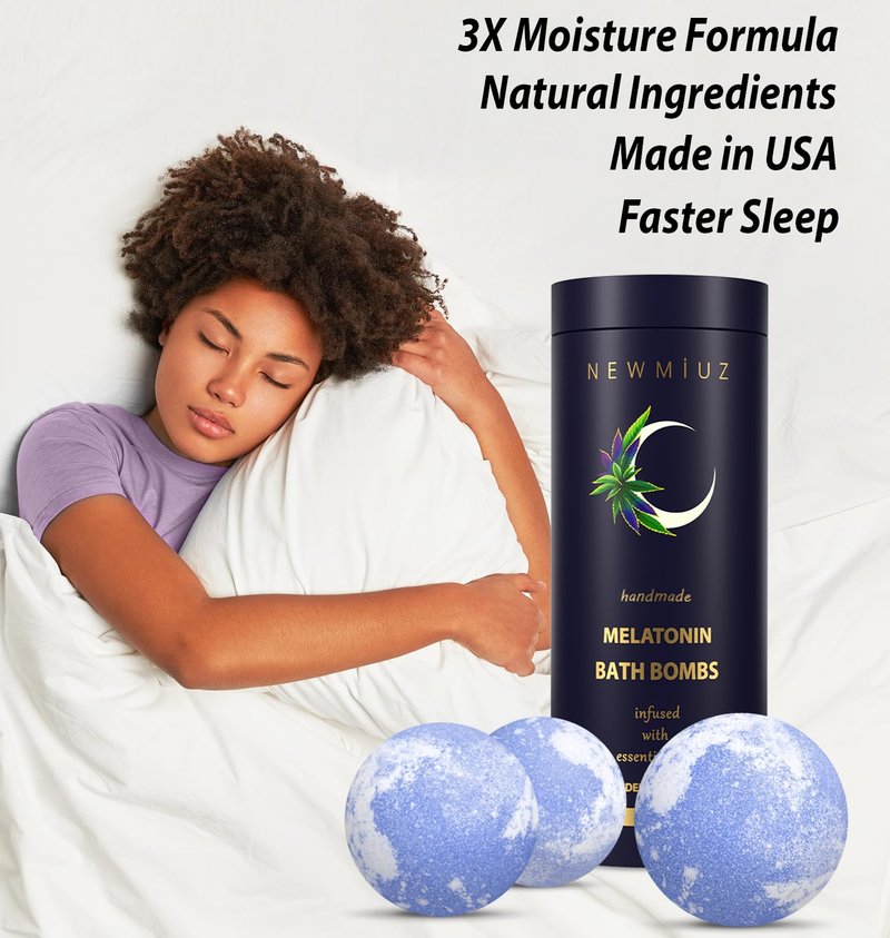 Sleep Well Bubble Bath Bombs Melatonin Infused Lavender Chamomile Essential Oils Luxurious Bath for Dry Skin Perfect Self Care Gifts for Women and Men
