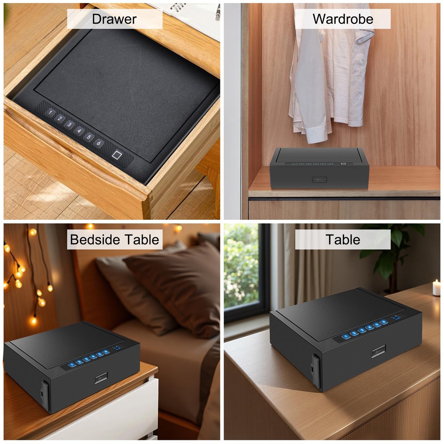 Upgraded Fireproof Biometric Gun Safe for Pistols, Heavy Duty Fingerprint Handgun Safety Device, Hand Gun Safe Firearm Lock Box for Home Bedside Nightstand