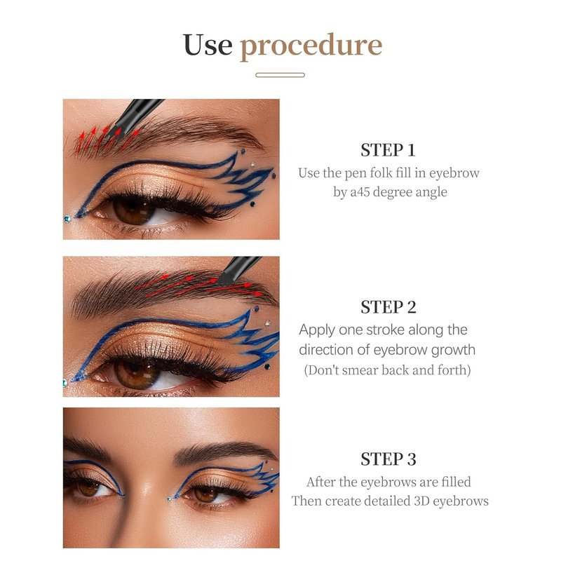 YeMoMo 4-Claw Liquid Eyebrow Pencil, 6 Colors, Waterproof Natural Looking Microblading Effect, Professional Makeup Tool with Fine Tip (6#Black Brown)