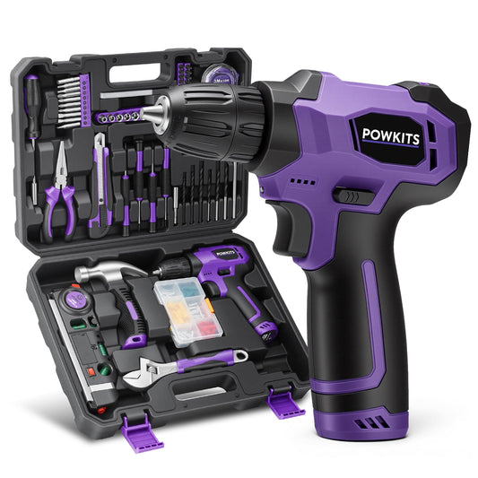 8V Cordless Drill Set, Built-in LED, Rechargeable Purple Power Drill with Drill & Screw Bits, 139-Piece Tool Set for Women & Men, Portable Tool Kit for Home Repairs, DIY Projects