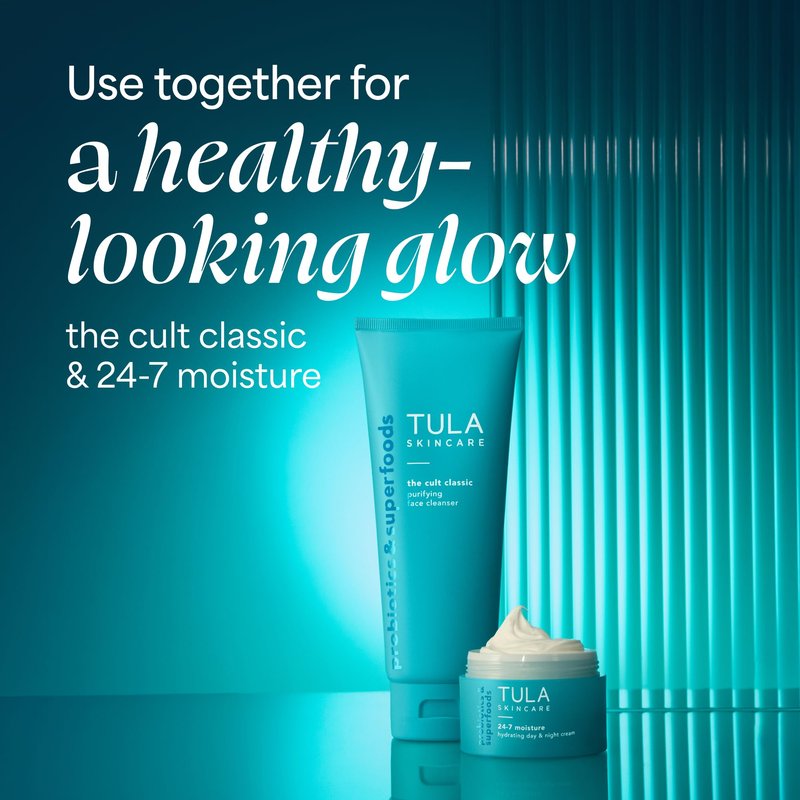TULA Skin Care 24-7 Moisture Hydrating Day and Night Cream - Travel-Size, Ultra Nourishing Moisturizer for Face, Improves, Soothes & Maintains Skin Balance, 0.5 oz.