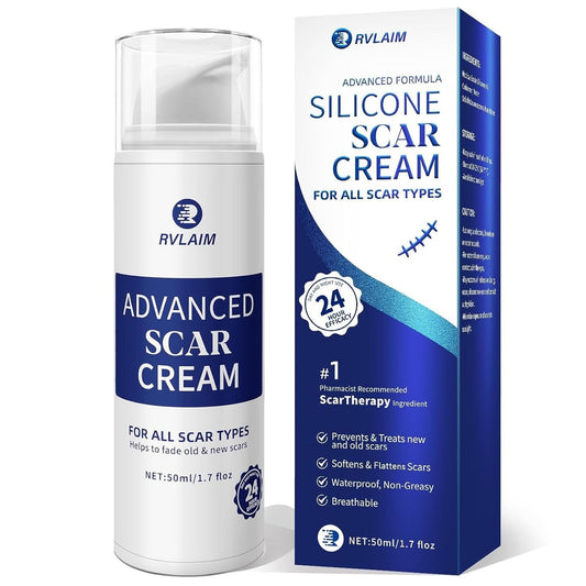 Rvlaim Silicone Scar Cream, Advanced Scar Removal Gel for Old & New Scars, Improves Color & Texture for Post-Surgery, C-Section & Acne Scars, Fast-Drying Non-Greasy Formula, 1.7 fl oz