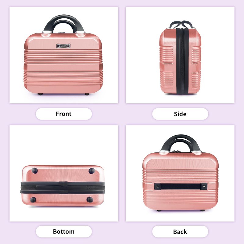 14 Inch Hard Shell Makeup Case, Mini Suitcase Vanity Case, Multi-Purpose Waterproof Hard Shell Cosmetic Case, Travel Cases for Toiletries Portable Makeup Organizer Hand Luggage for Women (Pink)