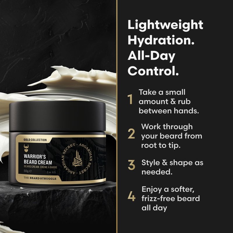 Beard Cream for Men by Beard Struggle - Itch Relief Softener & Moisturizer - Keep Your Beard Growth Hydrated & Refreshing - Platinum Collection, Aesir's Triumph - 50g