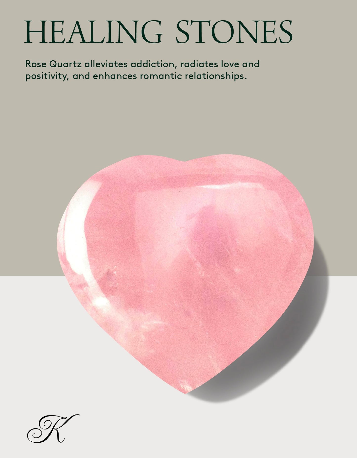 KALIFANO Rose Quartz Heart - Worry Stone with Healing & Calming Effects - AAA Grade High Energy Cuarzo Rosa Carving with Information Card - Reiki Crystal Used for Friendship and Love (Family Owned)