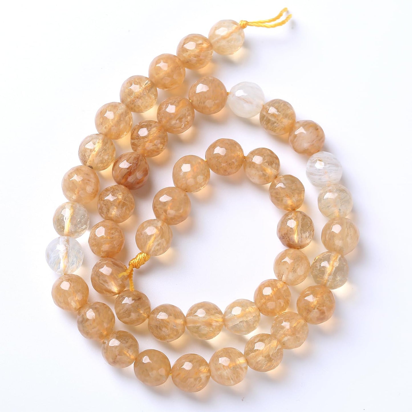 45pcs 8mm Natural Faceted Tea Watermenlon Jade Stone Beads for Jewelry Making Energy Healing Beads DIY Bracelet Necklace Accessories 15" (8mm, Faceted Tea Yellow Jade)