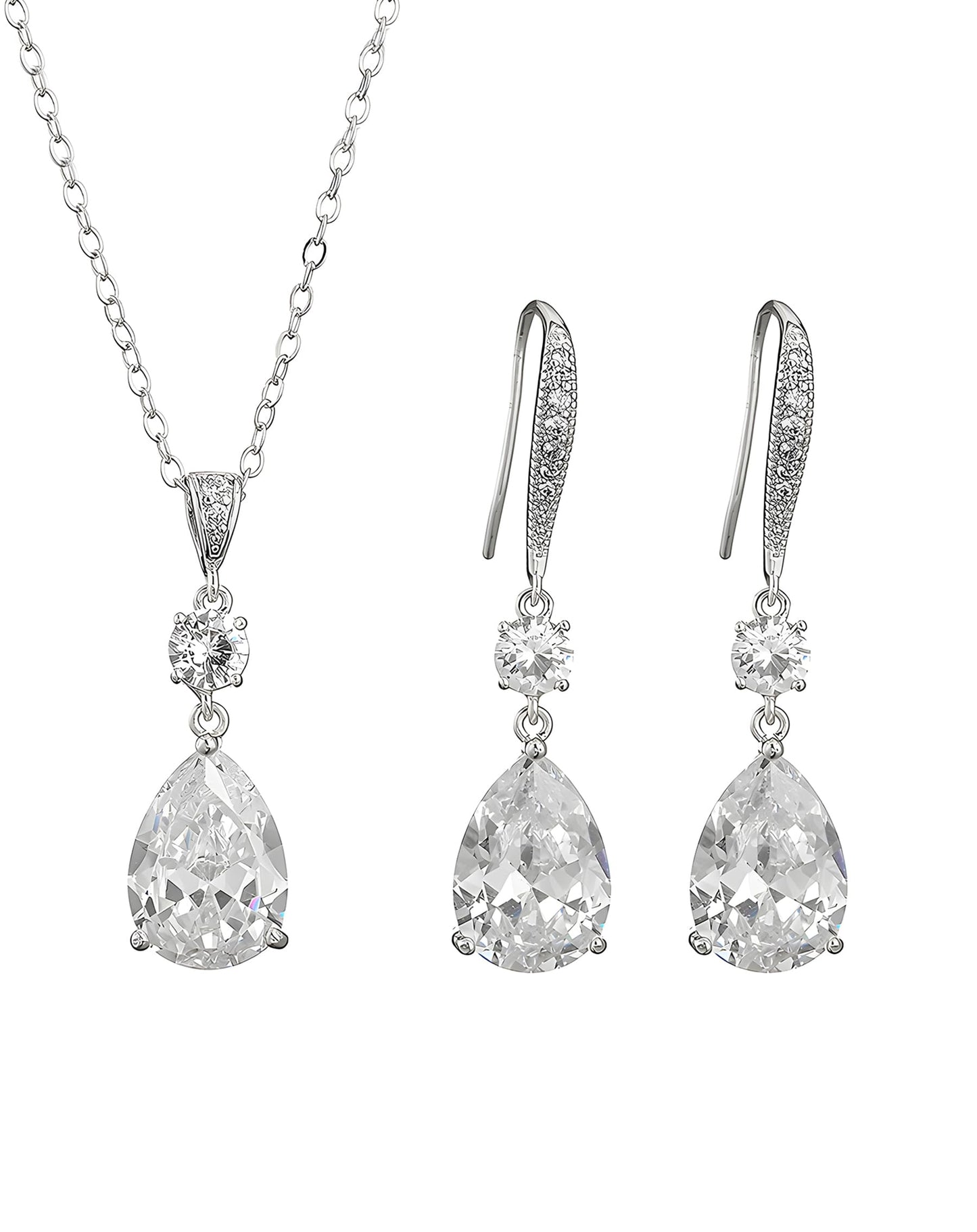 Deerllia Teardrop Necklace Cubic Zirconia Drop Wedding Bridal Pendant Necklace for Women, Rose Gold Plated Copper Brass Micro Inlay CZ Plain Simple Fine Jewelry Gifts Mother's Day Valentines