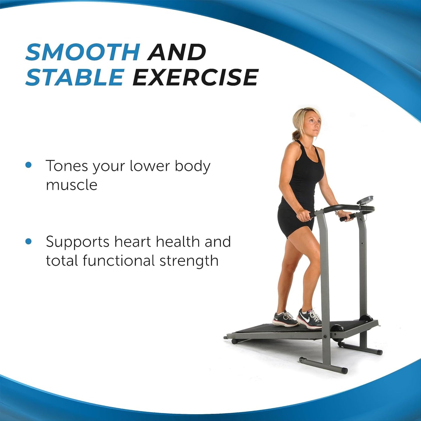 Stamina Inmotion T900 Manual Treadmill - Foldable Fitness Treadmill with Smart Workout App - Non-Motorized Treadmill for Home Workout - Up to 225 lbs Weight Capacity