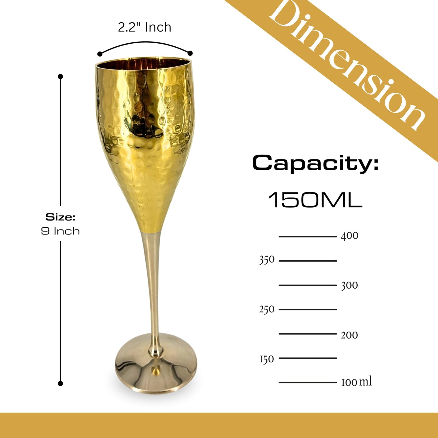 ANTIQUANA Vintage Brass Chalice Goblet Set for Celebratory Occasions - Exquisite Wine Glasses & Champagne Flutes - Perfect Wedding Anniversary Novelty Gift with Engraved Elegance (Pack of 1)