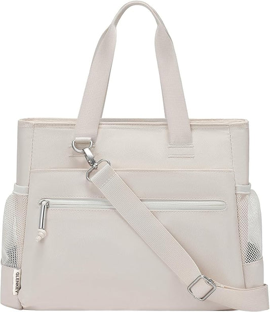 GLENKEY Insulated Lunch Box Lunch Bag Tote - Large Leakproof Cooler Bags for Women - Soft Lunchbox for Adults Work Shift Picnic Travel Cream 10L