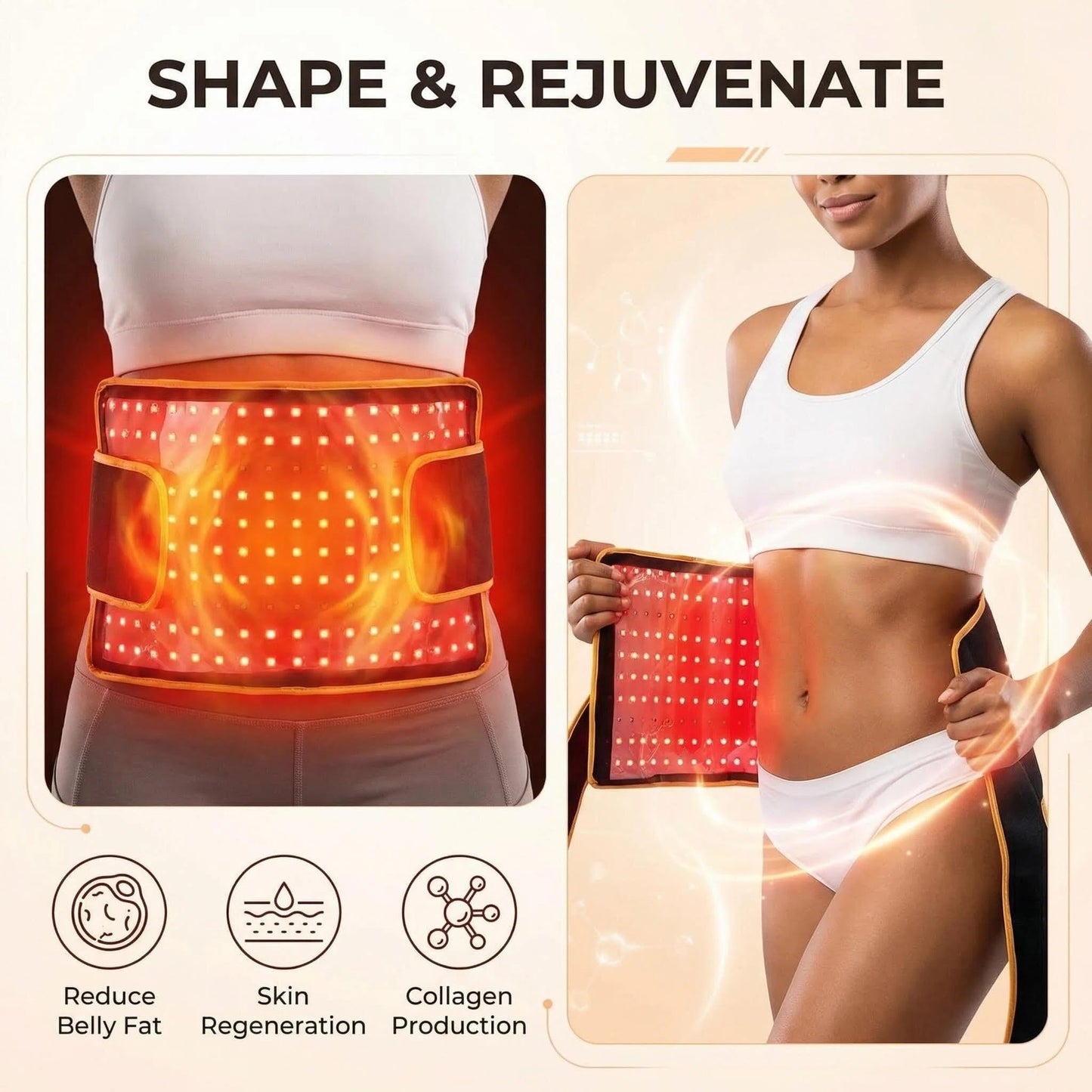 635/850nm Red Light Therapy Belt Lipo Wrap Mat Body Slim Belly Pad,Large Size, 210 Light Beads, Especially Suitable for Removing Abdominal and Thigh Fat