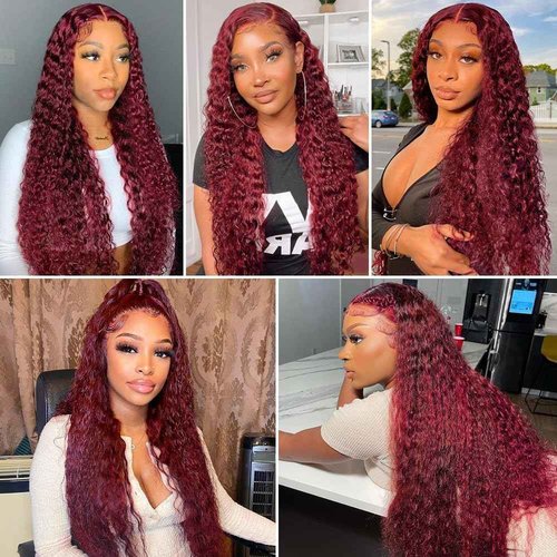 Condescension Bundles Human Hair 26 28 30 inch Burgundy 99J Deep Wave Human Hair Bundles Wine Red Burgundy Unprocessed Quick Weave for Black Women