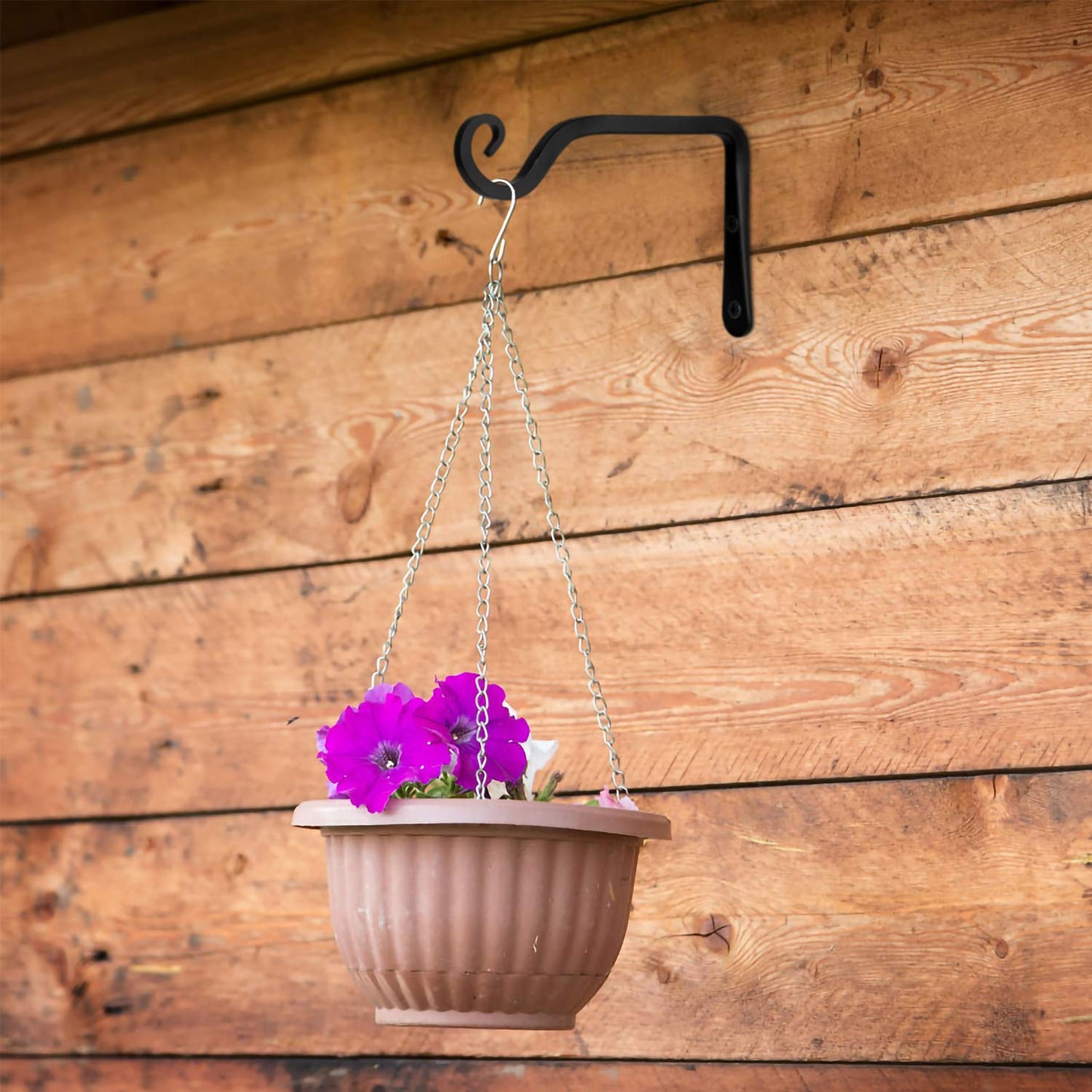 onepeng 2 Pack Outdoor Heavy Duty Plant Hangers, Black Metal Wall Hooks Hanging Brackets for Flower Baskets, Bird Feeders, Lanterns, Wind Chimes, Patio Garden Porch Indoor Outdoor Use